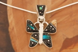 Calvin Begay Night Sky Sterling Silver Butterfly Pendant
